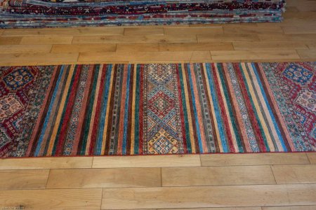 Hand-Knotted Khorjin Runner From Afghanistan