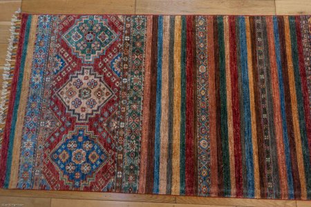 Hand-Knotted Khorjin Runner From Afghanistan