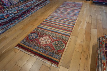 Hand-Knotted Khorjin Runner From Afghanistan