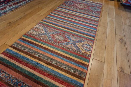 Hand-Knotted Khorjin Runner From Afghanistan