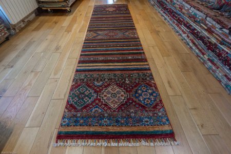 Hand-Knotted Khorjin Runner From Afghanistan