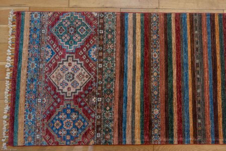 Hand-Knotted Khorjin Runner From Afghanistan