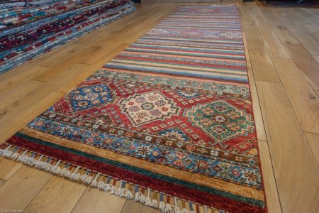 Hand-Knotted Khorjin Runner From Afghanistan