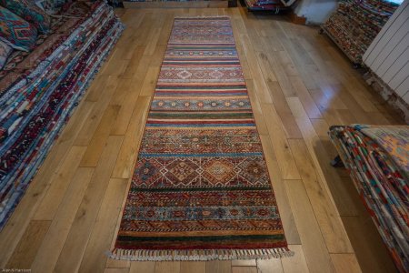 Hand-Knotted Khorjin Runner From Afghanistan