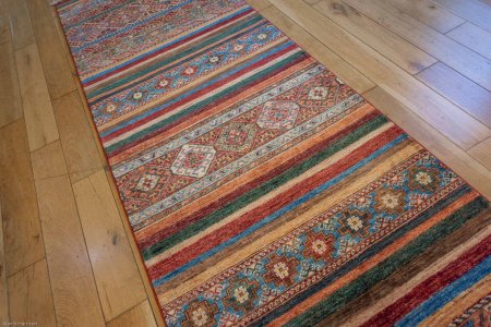 Hand-Knotted Khorjin Runner From Afghanistan