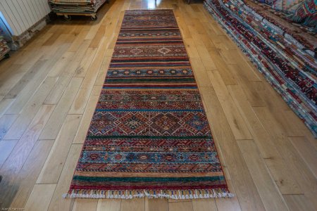 Hand-Knotted Khorjin Runner From Afghanistan