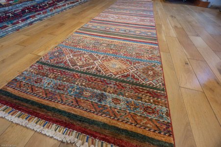 Hand-Knotted Khorjin Runner From Afghanistan