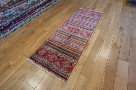 Hand-Knotted Khorjin Runner From Afghanistan