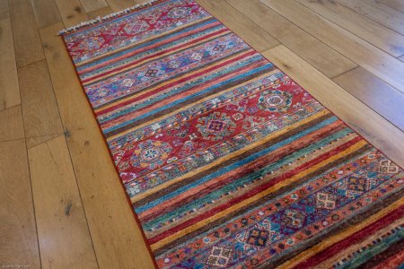 Hand-Knotted Khorjin Runner From Afghanistan