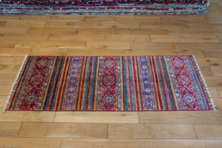 Hand-Knotted Khorjin Runner From Afghanistan