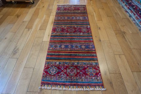 Hand-Knotted Khorjin Runner From Afghanistan