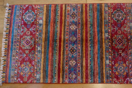 Hand-Knotted Khorjin Runner From Afghanistan