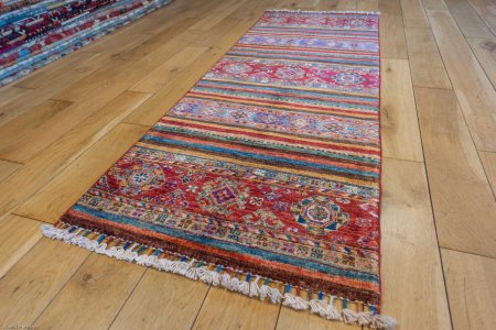 Hand-Knotted Khorjin Runner From Afghanistan