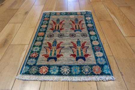 Hand-Knotted Chubi Rug From Afghanistan