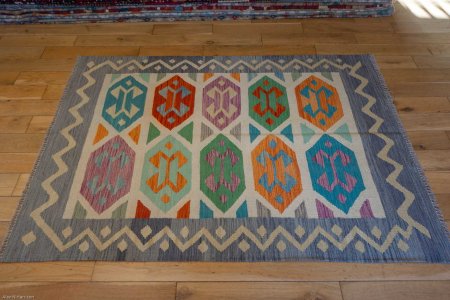 Hand-Made Mazar Kilim From Afghanistan