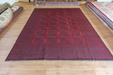 Hand-Knotted Aqcha Rug From Afghanistan