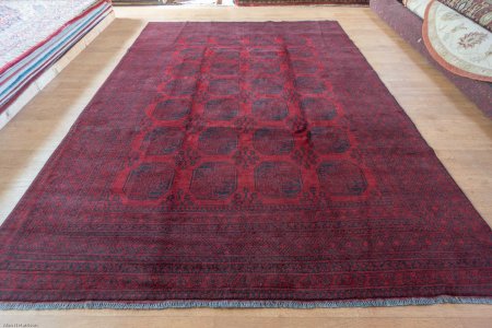 Hand-Knotted Aqcha Rug From Afghanistan