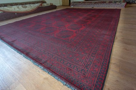 Hand-Knotted Aqcha Rug From Afghanistan