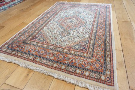 Hand-Knotted Moud Rug From Iran (Persian)