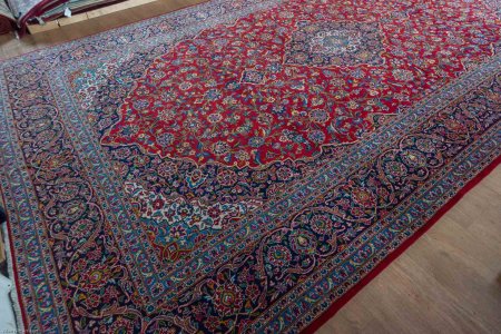 Hand-Knotted Kashan Rug From Iran (Persian)