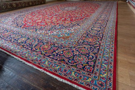 Hand-Knotted Kashan Rug From Iran (Persian)