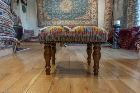 Hand-Made Mazar Kilim Footstool From Afghanistan