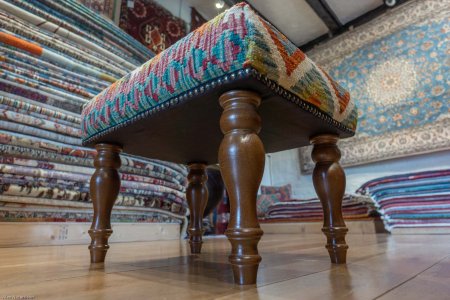 Hand-Made Mazar Kilim Footstool From Afghanistan