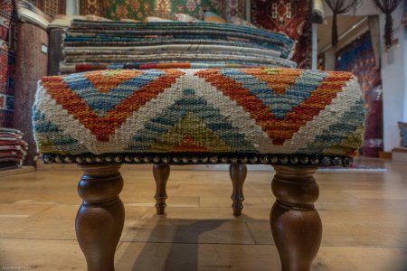Hand-Made Mazar Kilim Footstool From Afghanistan