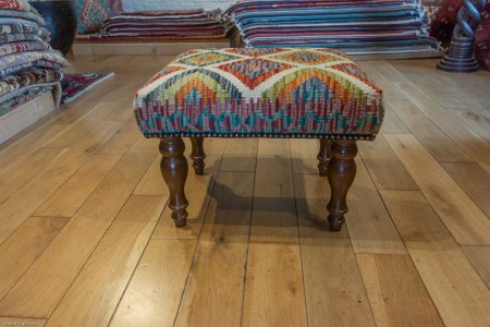 Hand-Made Mazar Kilim Footstool From Afghanistan