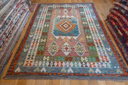 Hand-Made Mazar Kilim From Afghanistan