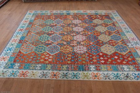 Hand-Made Mazar Kilim From Afghanistan