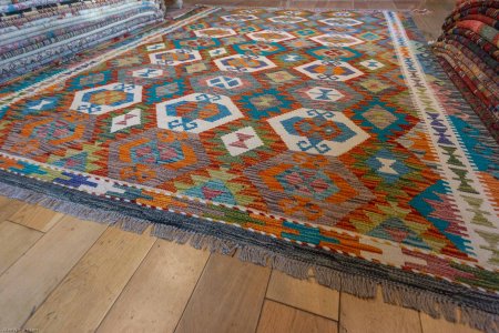 Hand-Made Mazar Kilim From Afghanistan