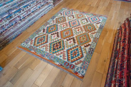 Hand-Made Mazar Kilim From Afghanistan