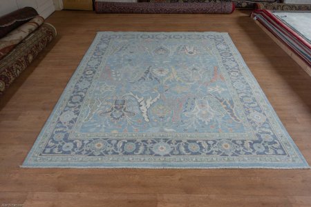 Hand-Knotted Afghan Oushak Rug From Afghanistan