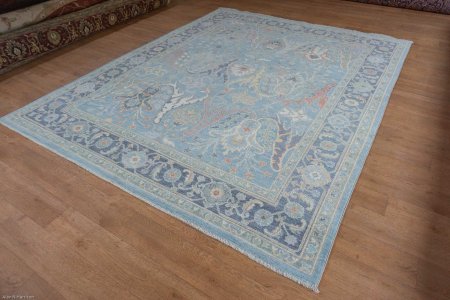 Hand-Knotted Afghan Oushak Rug From Afghanistan