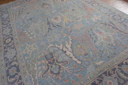 Hand-Knotted Afghan Oushak Rug From Afghanistan