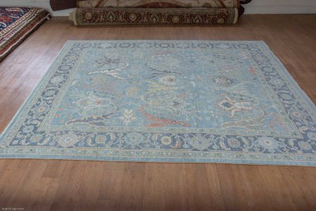 Hand-Knotted Afghan Oushak Rug From Afghanistan