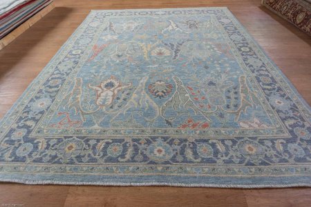 Hand-Knotted Afghan Oushak Rug From Afghanistan