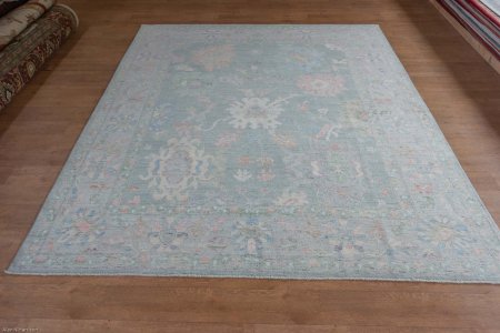 Hand-Knotted Afghan Oushak Rug From Afghanistan