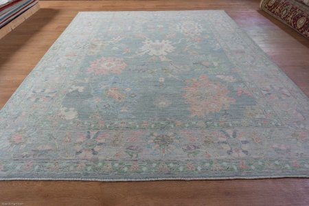 Hand-Knotted Afghan Oushak Rug From Afghanistan