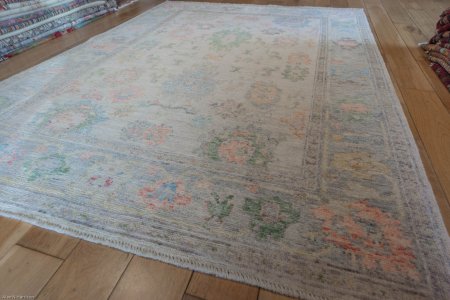 Hand-Knotted Afghan Oushak Rug From Afghanistan