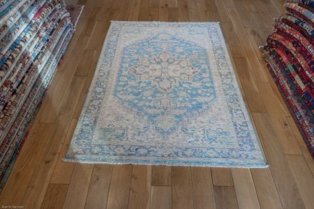 Hand-Knotted Afghan Oushak Rug From Afghanistan
