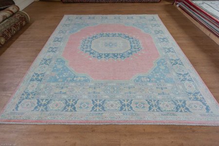 Hand-Knotted Afghan Oushak Rug From Afghanistan