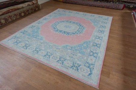 Hand-Knotted Afghan Oushak Rug From Afghanistan