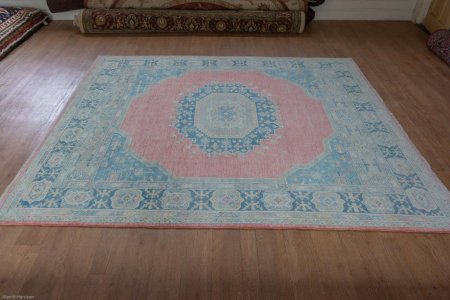 Hand-Knotted Afghan Oushak Rug From Afghanistan