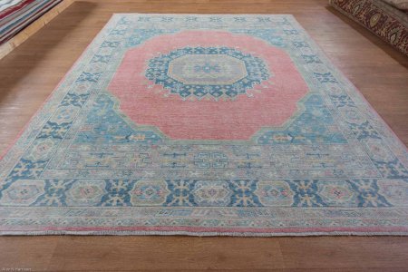 Hand-Knotted Afghan Oushak Rug From Afghanistan