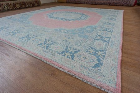 Hand-Knotted Afghan Oushak Rug From Afghanistan