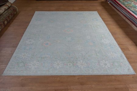 Hand-Knotted Afghan Oushak Rug From Afghanistan