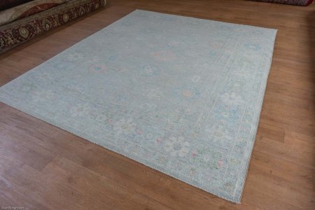 Hand-Knotted Afghan Oushak Rug From Afghanistan