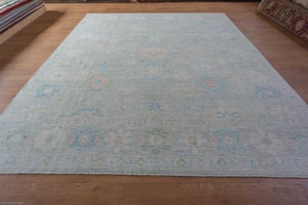 Hand-Knotted Afghan Oushak Rug From Afghanistan